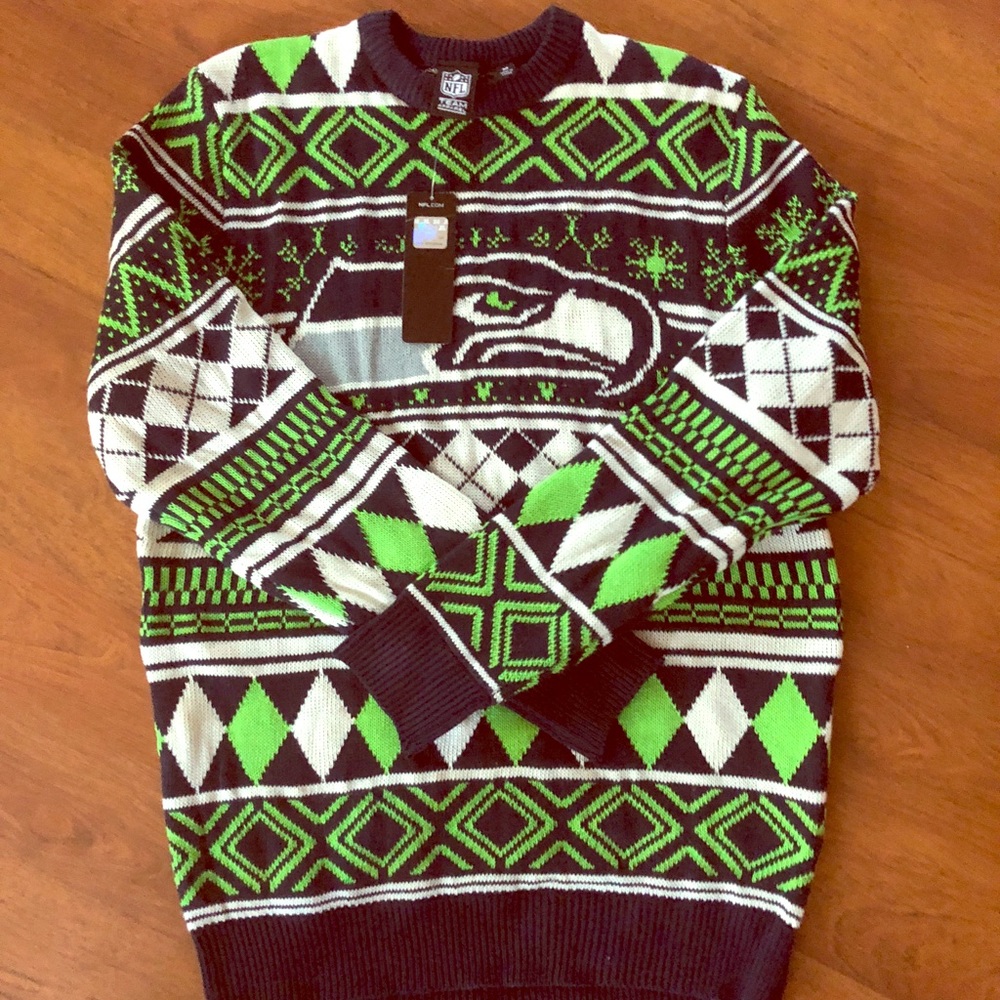 NWT Seahawks Men’s ugly Holiday Sweater MRSP 55